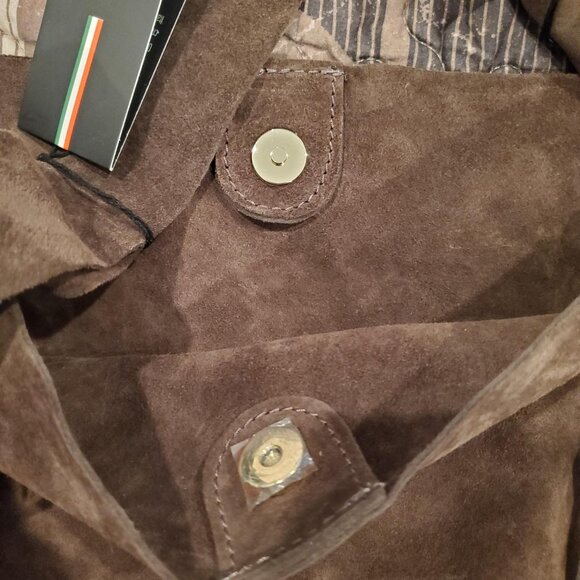 Claudia Firenze Emma Fringe Italian Calf Leather Suede Shoulder Bag Purse Brown - Picture 5 of 7